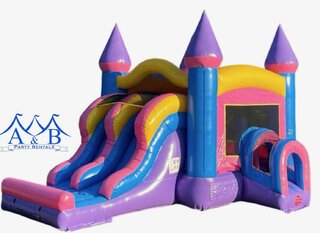 Double Lane Pink Lemonade Bounce House Combo