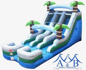 15 ft Tropical Double Lane Water Slide Rental 