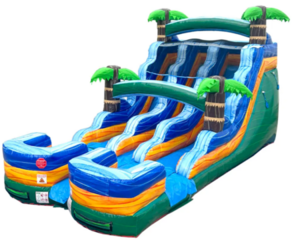 15 ft Tropical Green Double Lane Water Slide Rental 