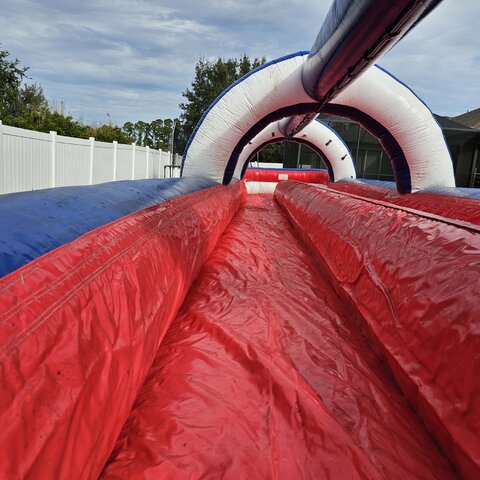 red white blue water slide