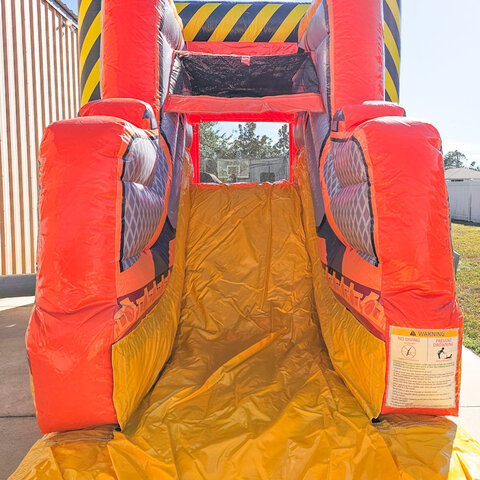 construction themed water slide