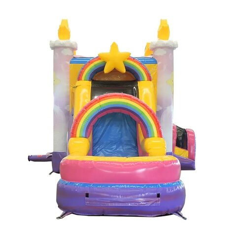 unicorn bounce house slide front view