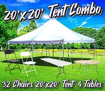 20x20 Pole Tent, Table, Chair Combo