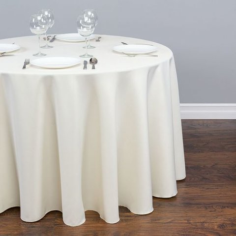 108 inch Round Ivory Polyester Tablecloth