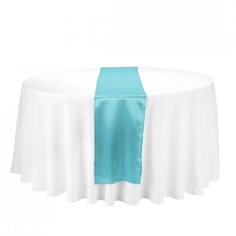 14 x 108 in. Satin Table Runner Turquoise