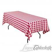 60 X 102 In. Rectangular Tablecloth Red & White Checkered