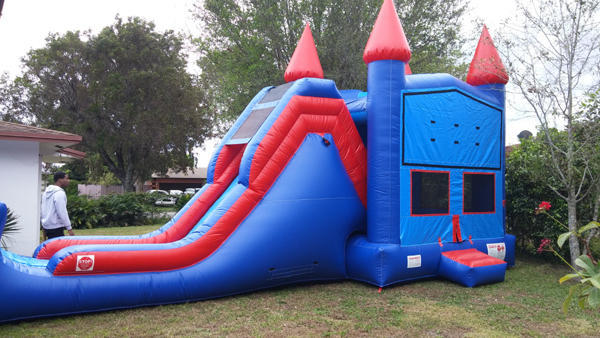 4 in 1 Giant Blue Castle Combo with Dry Slide or Water Slide