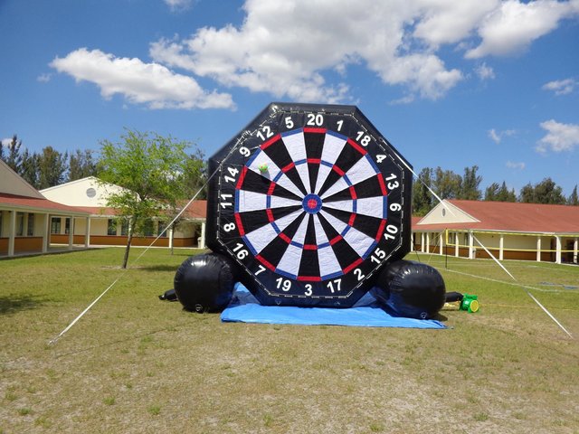 Giant Soccer dart and Velcro football two sided game