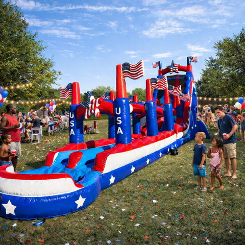 27’ Patriotic Dual Lane Water Slide with SlipNSlide