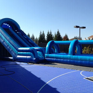 Inflatable Slide by the Pool