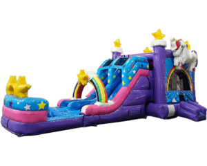 Unicorn Bounce House With Water Slide (Wet)