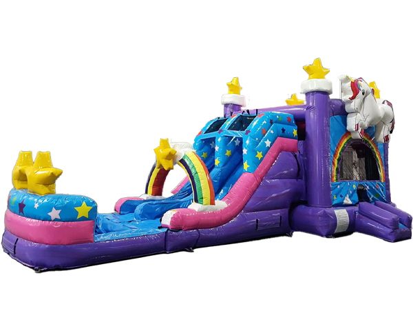 Unicorn Bounce House With Water Slide (Wet)