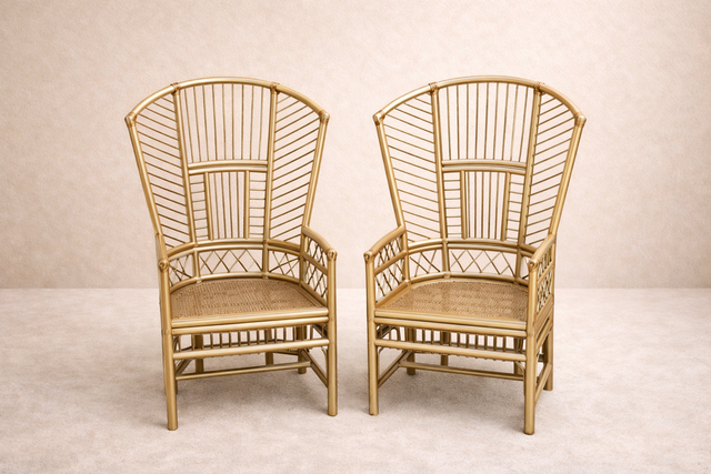 High Back Gold Cane Chair