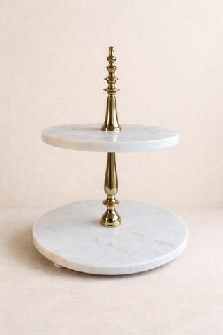 2 Tier Marble Dessert Stand 