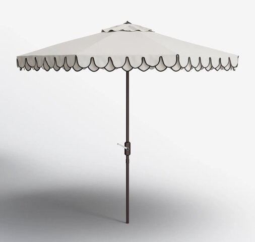 Ivory and Black Scalloped Umbrella 