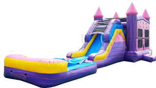 36ft Purple Marble Bounce House Combo+Slide+Pool
