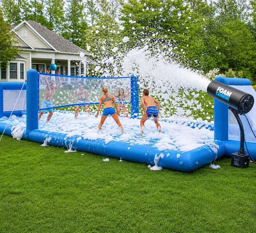 33 FT Inflatable Volleyball and Water Soccer Court with Foam Cannon add on