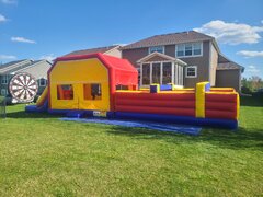 57Ft Obstacle with XL Bounce House Slide and Joust Arena 