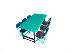 Kid's Table & 6 Chairs set (3 Red, 3  Blue) Delivery only available along with an inflatable rental                    