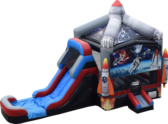 Space Combo with wet/dry slide & Inflated Splash Landing