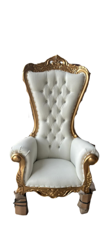 White & Gold Queen Throne Chair 