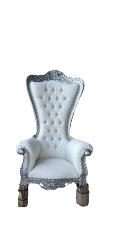 Silver and white throne chair 