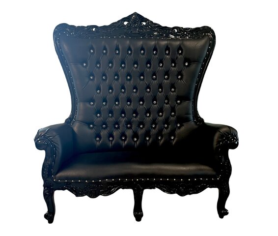 All black Love Seat Throne Chair