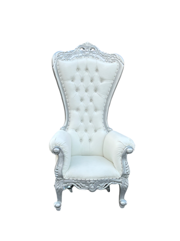 White & Silver Queen Throne Chair