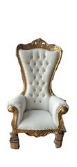 White & Gold Queen Throne Chair 