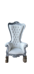 White & Silver Queen Throne Chair