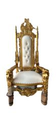 Adult King white and gold throne chair 