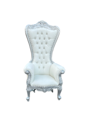 White & Silver Queen Throne Chair