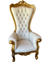 White & Gold Queen Throne Chair 