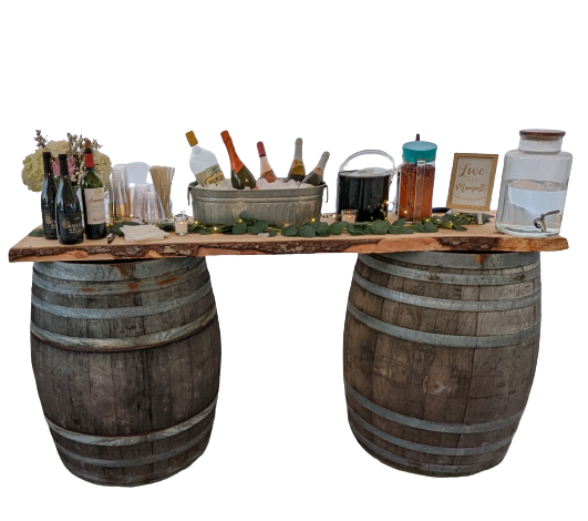 Wine barrel table rental sale