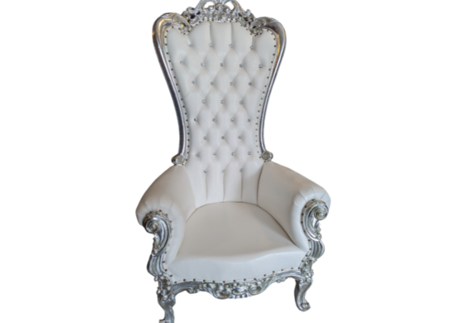 Throne Chair White and Silver