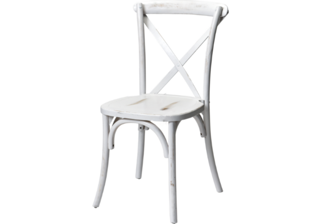 White Washed Cross Back Chair