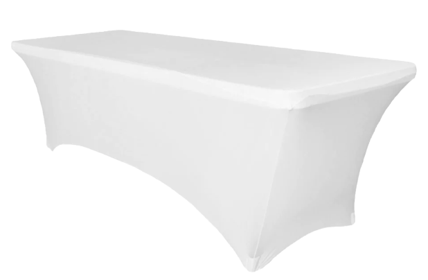 8 Ft Rectangle Spandex Table Cover- White