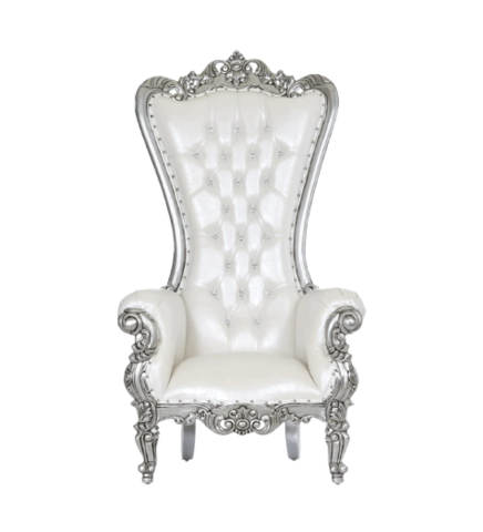 Throne Chair White and Silver