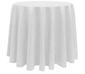 132' Round White Polyester Tablecloth
