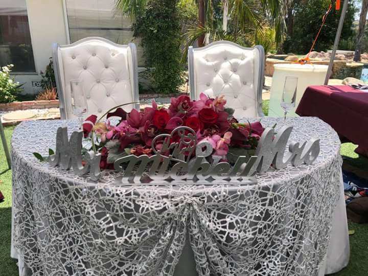 White and Silver Wedding Bride and Groom Chairs