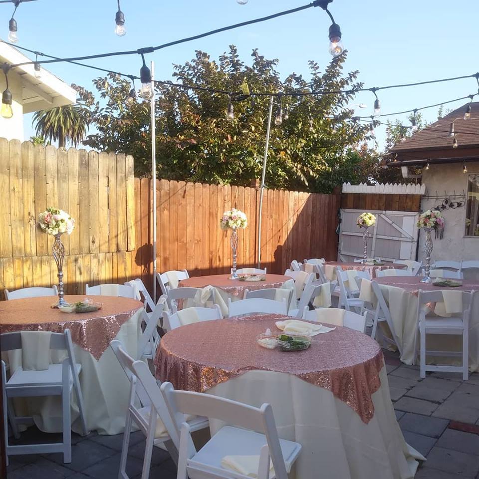 Gold Sequins Overlay Rental in Long Beach