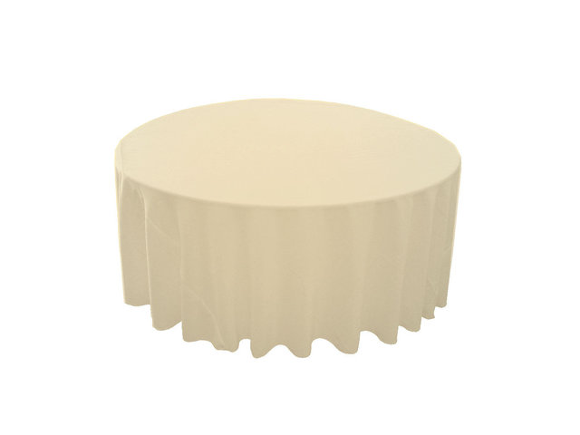 Ivory Polyester 120in Round Tablecloth (Fits Our 60in Round Table to the Floor)