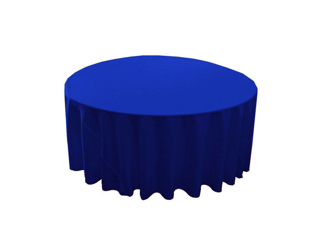Royal Blue Polyester 120in Round Tablecloth (Fits our 60in Round Table to the Floor)