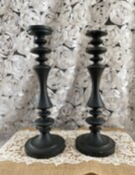 Black Candle Holders     (Set of 2)
