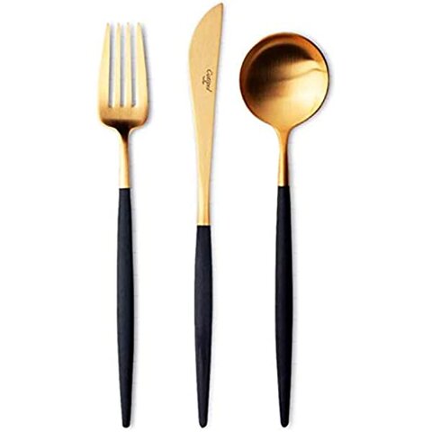 Gold with black silverware (set of 3 )