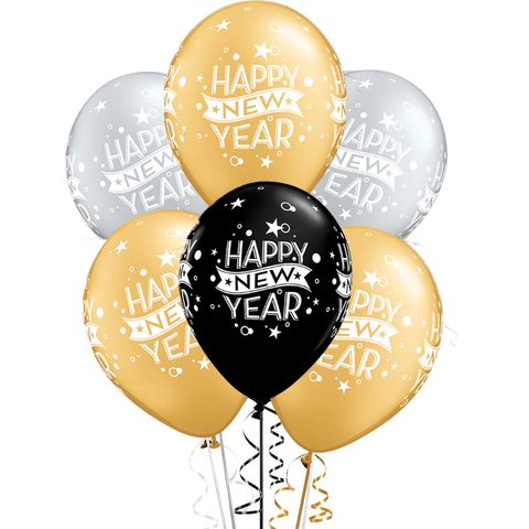 New Year's Latex Balloon Delivery Los Angeles | Black, Silver, Gold ...