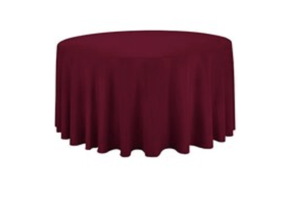 Burgundy Polyester 132in Round Table Linen (Fits our 72in Round Table to the Floor)