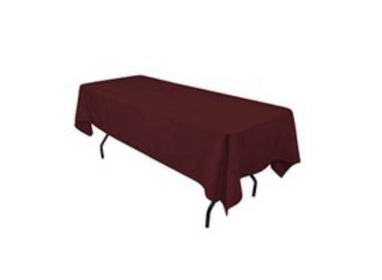 Burgundy Polyester 60x96in (fits our 6ft Rectangular Table Half way to the Floor)