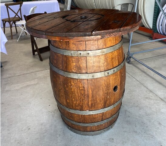Rustic barrel table 