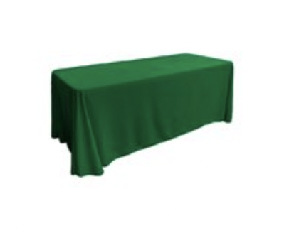 Emerald Green Polyester Linen 90x132in fit our 6ft Rectangular table to the Floor